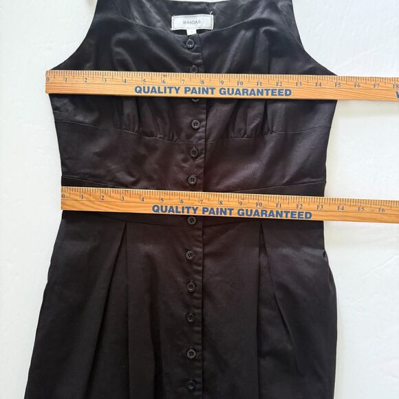 Rihoas Black Linen Cotton Midi Dress Button Front Pockets Sleeveless Casual Sz S - Picture 8 of 8